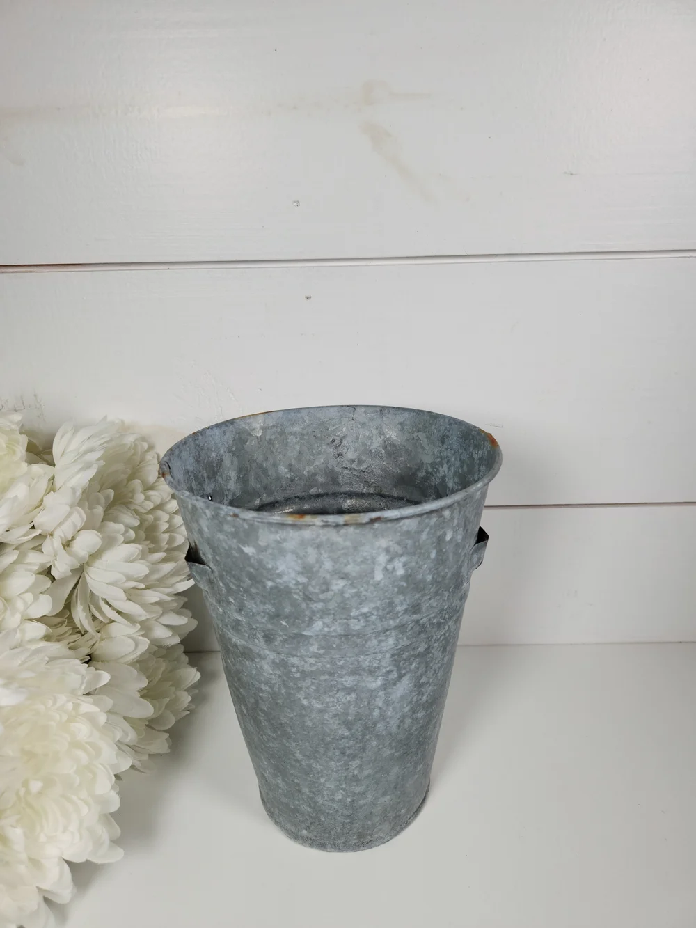 Vintage Galvanized Metal French Style Floral Basket | Flower Market Basket